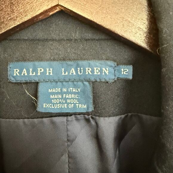Ralph Lauren Blue Label Navy Wool Blazer Size 12 Embroidered Beaded RL Logo - Picture 4 of 10